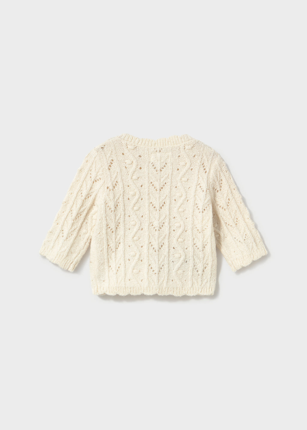 Mayoral 2301 baby girl cream openwork scalloped trim cardigan - back