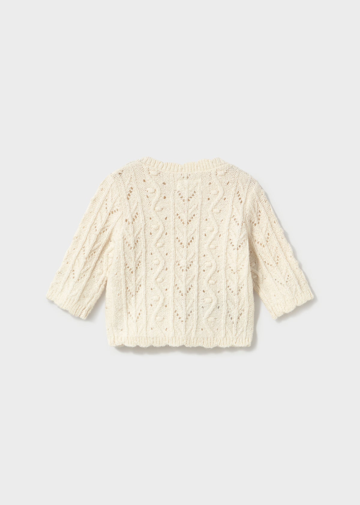 Mayoral 2301 baby girl cream openwork scalloped trim cardigan - back