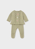 Mayoral 2501 baby girl green 2pc pointelle knit take me home set - front