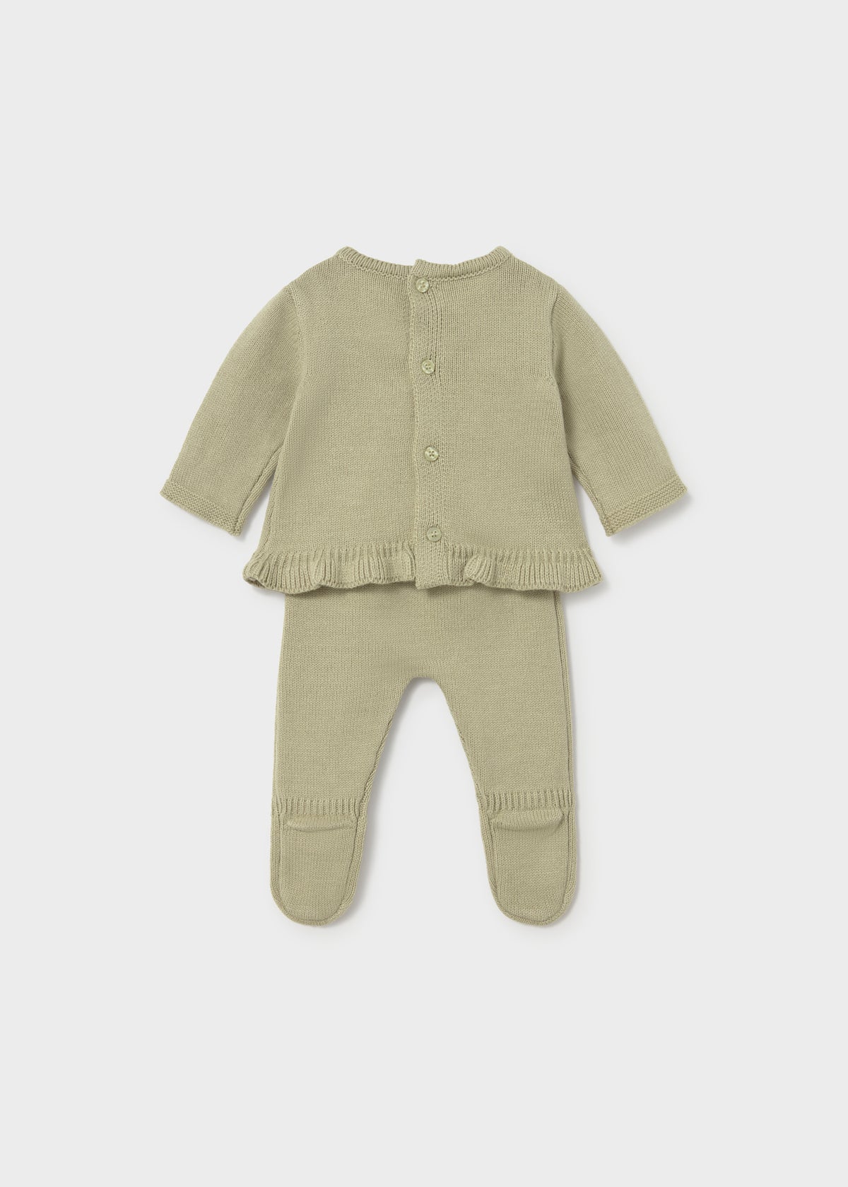 Mayoral 2501 baby girl green 2pc pointelle knit take me home set - back