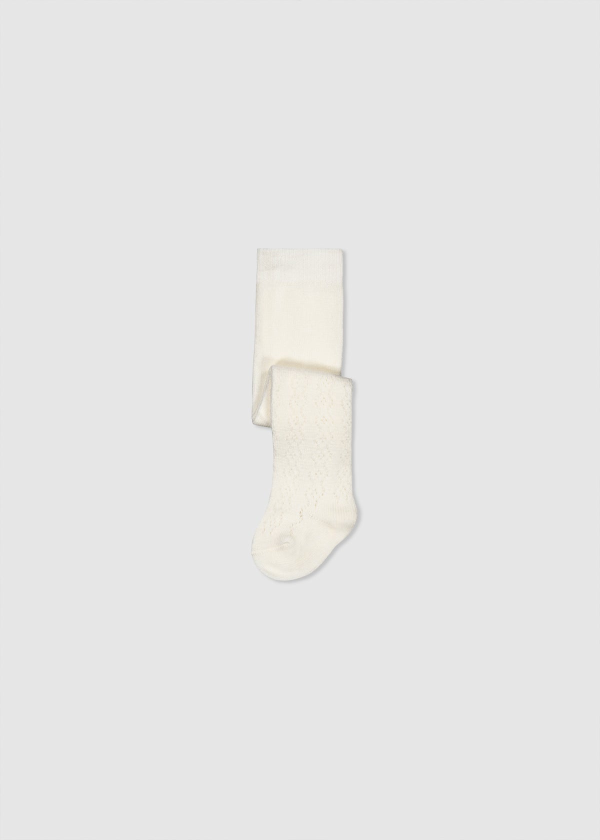 Mayoral 9104 baby girl natural pointelle knit tights - front