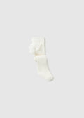 Mayoral 9103 baby girl natural lace ruffled back knit tights - front