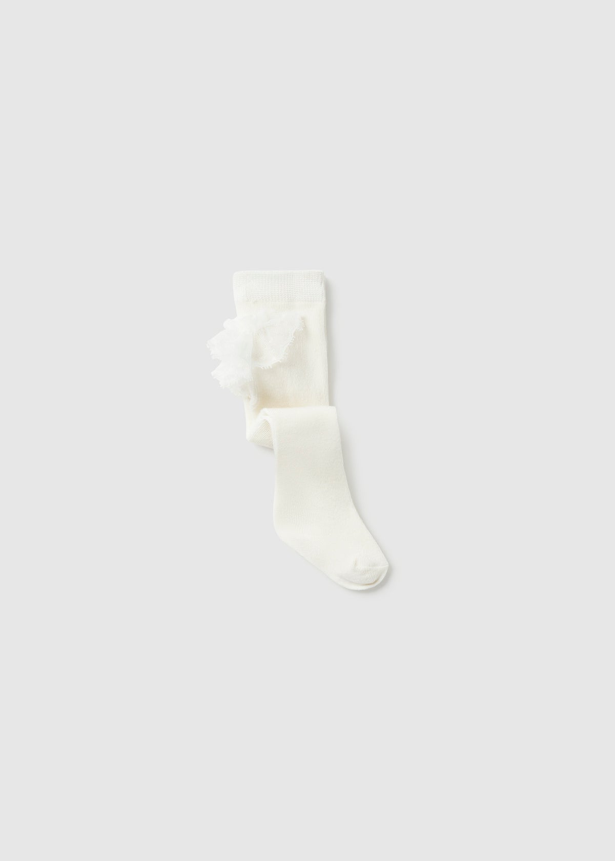 Mayoral 9103 baby girl natural lace ruffled back knit tights - front