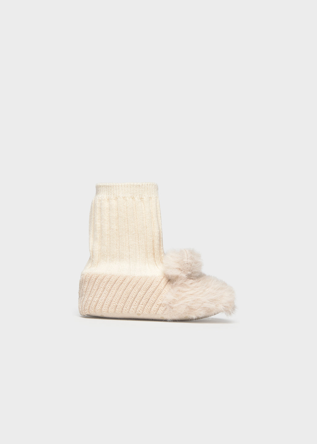 Mayoral 9154 baby girl cream faux fur bear sock booties - side