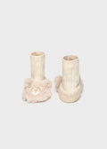 Mayoral 9154 baby girl cream faux fur bear sock booties - front