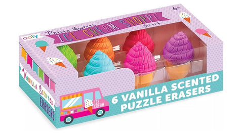 Ooly Petite Sweets Ice Cream Cone Puzzle Scented Erasers- 6 PC Boxed Set