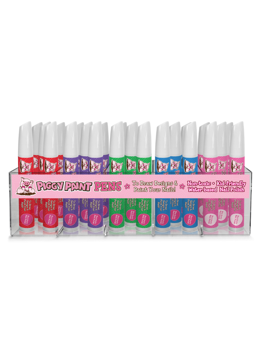 Non-toxic nail polish pens, display of all colors