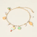Gold colorful pickleball Let's Play charm bracelet