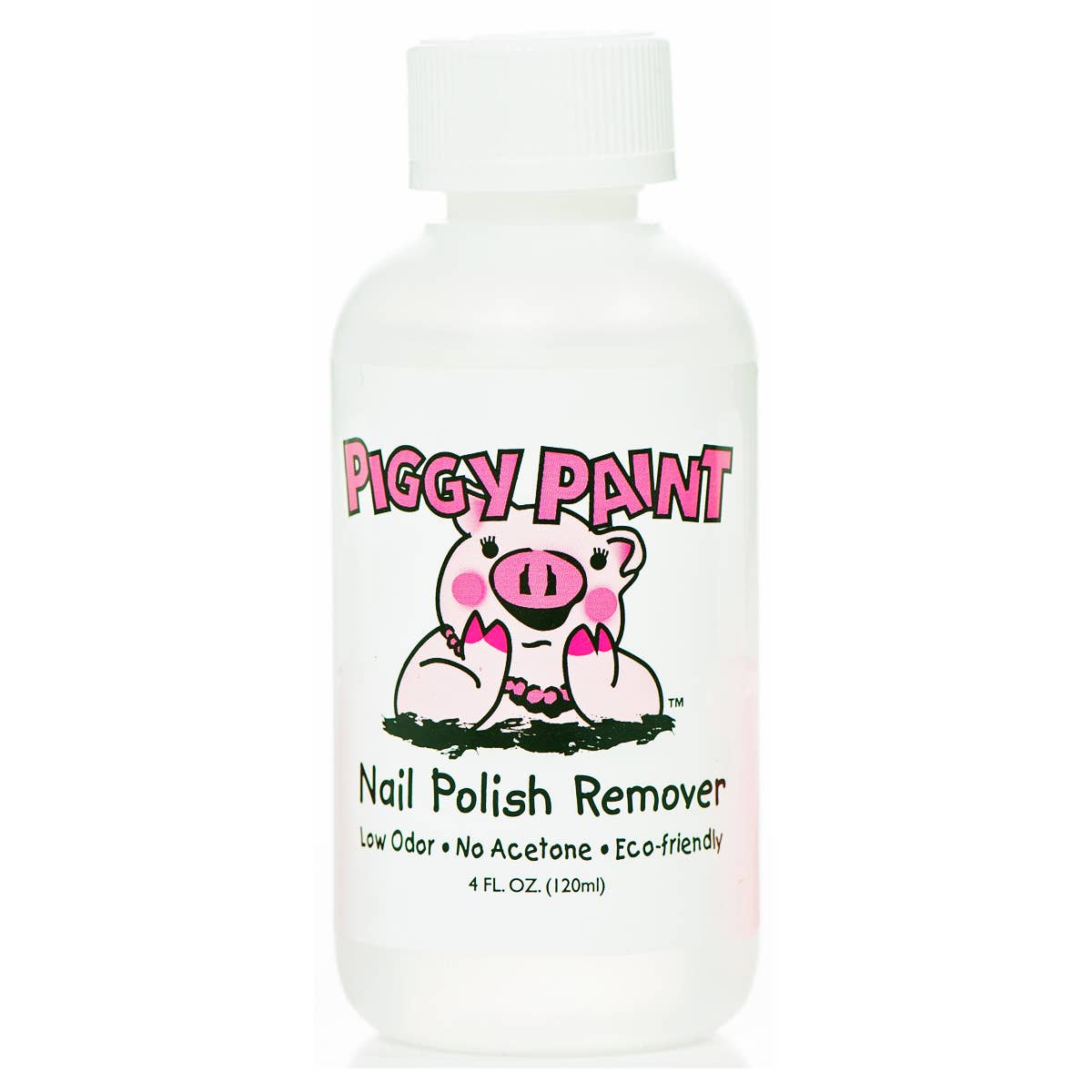 Piggy Paint kid-safe nail polish remover, bottle front