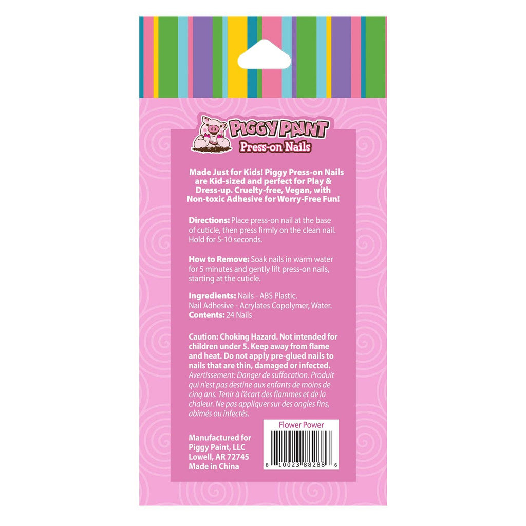Piggy Paint Flower Power kids press-on nails, package back
