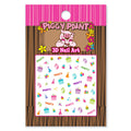 Piggy Paint Birthday Bash 3-D nail art stickers, sheet in its package