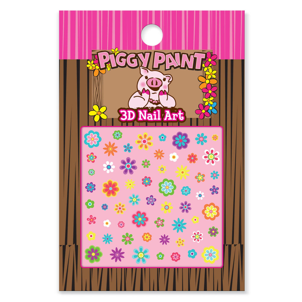 Piggy Paint Flower Power 3-D nail art stickers, sheet in its package