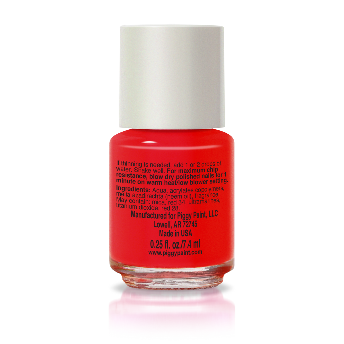 Piggy Paint Wacky Watermelon scented kids nail polish, bottle on black