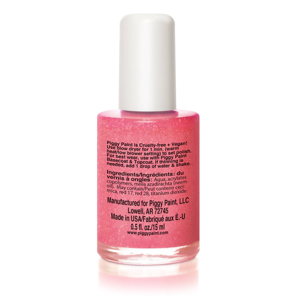 Piggy Paint Shimmy Shimmy Pop nail polish, bottle back