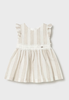 1904 Toddler Girls Cotton Linen Dress w/ Lace Sash - Hazelnut