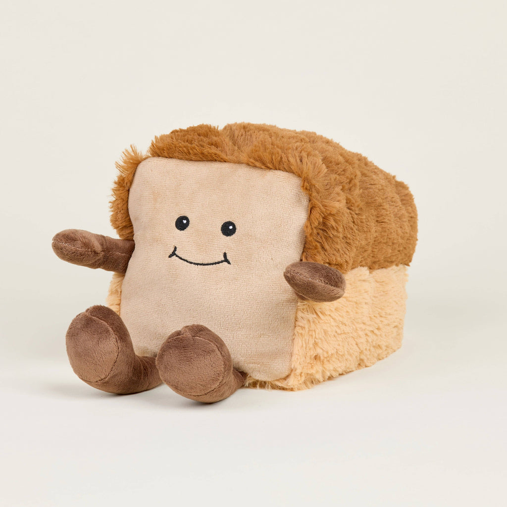 Warmies 13 inch heatable bread plush, side angle