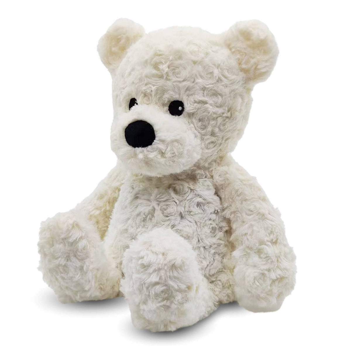 Warmies 13 inch heatable ivory curly bear plush, front view