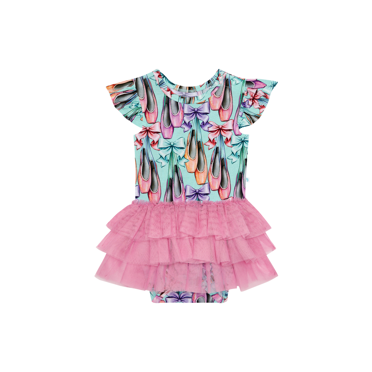 Posh Peanut bamboo tulle skirt bodysuit dress, Irina ballet slippers, view 2