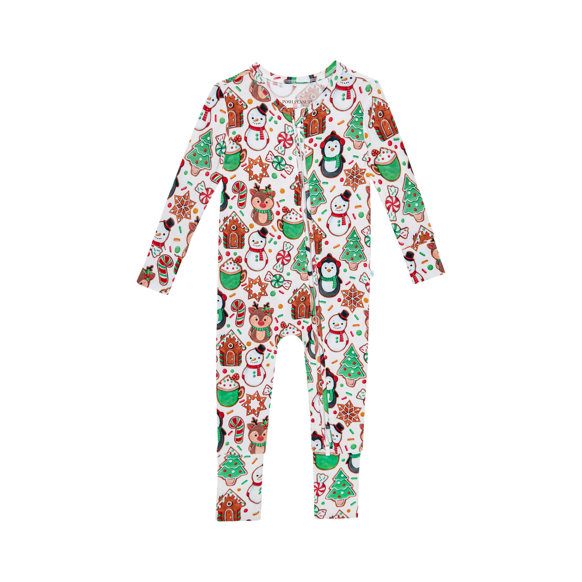 Posh Peanut bamboo convertible zip one piece, cookie medley, front view