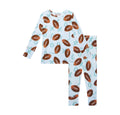 Posh Peanut kids bamboo long sleeve two piece pajamas in Field Day football print, flat lay