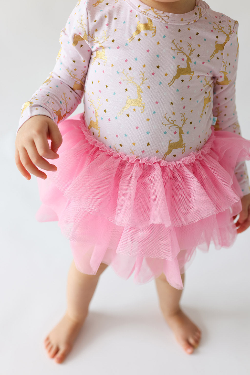Posh Peanut bamboo tulle skirt bodysuit dress, Ryleigh reindeer, tulle detail