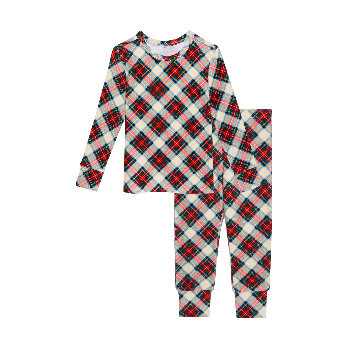 Posh Peanut Pacci fleece pajama set, Marqui holiday plaid, set front view
