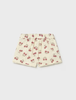 1202 Toddler Girls Cherry Print Shorts w/ Pompom Lace Trim - Bone