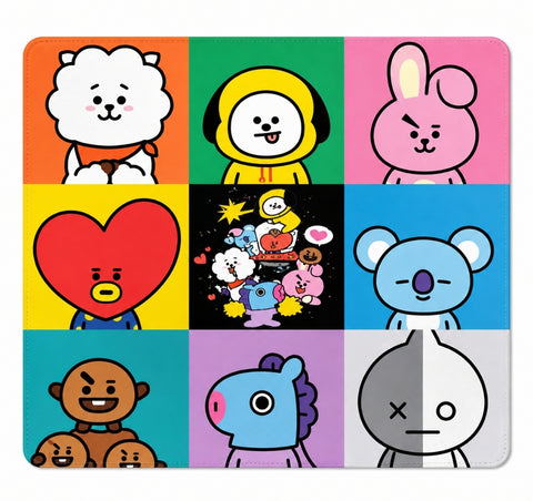 BT21 Mouse Pad - The Entire Crew, 9 Grid Bright (Large 12"x10")