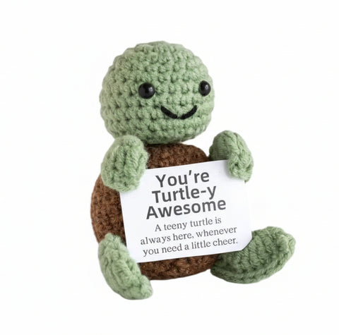 Handmade Crochet Tiny Positive Plushies - 4" Turtle