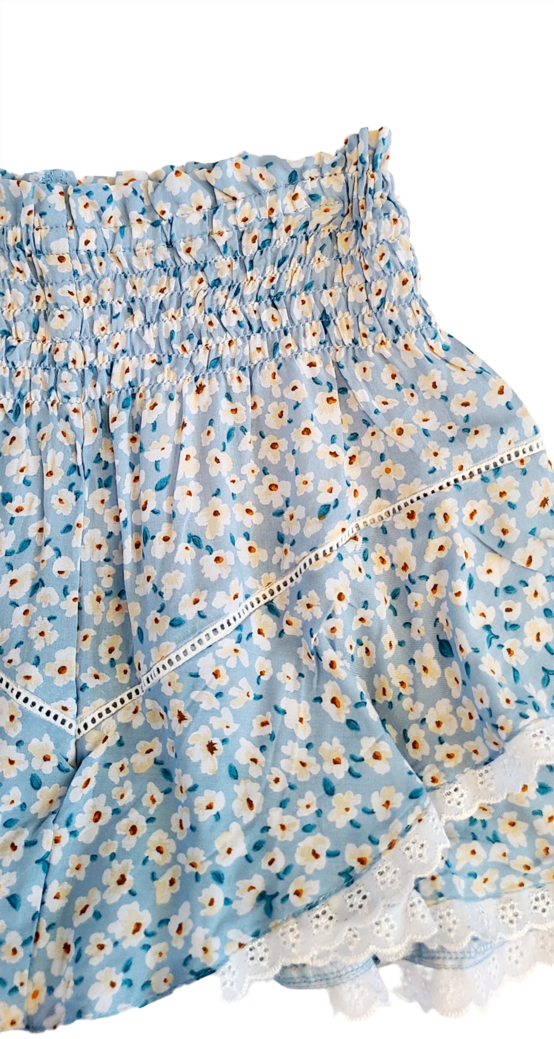 Joyous Crochet Lace Trim Short/Skirt - Skort - Poppy Blue