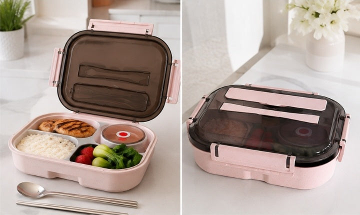 Bento Lunch Box, 6 PC Set, Blush Pink