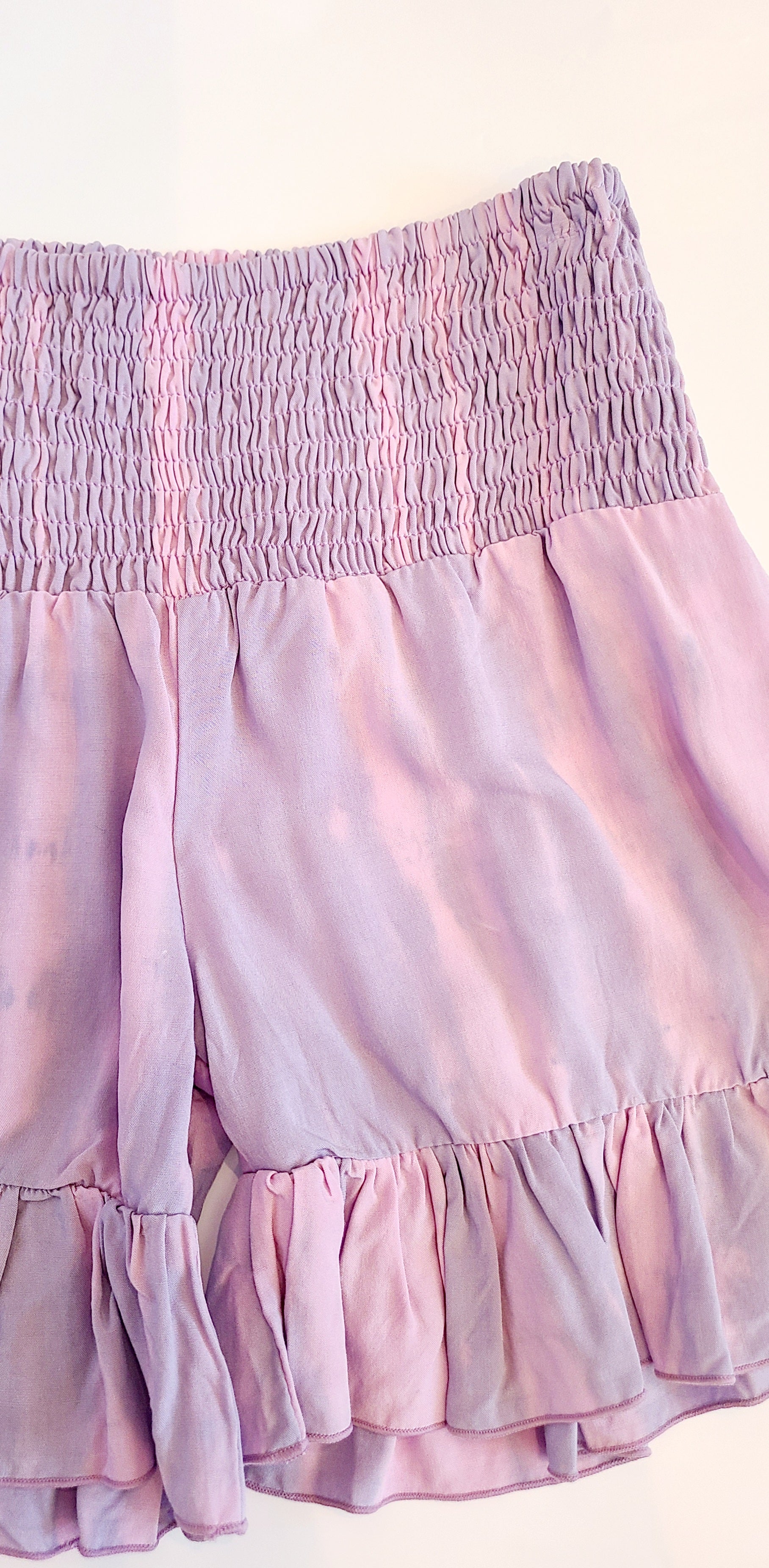 Joyous Ruched Waist London Ruffled Short - Purple Watercolor