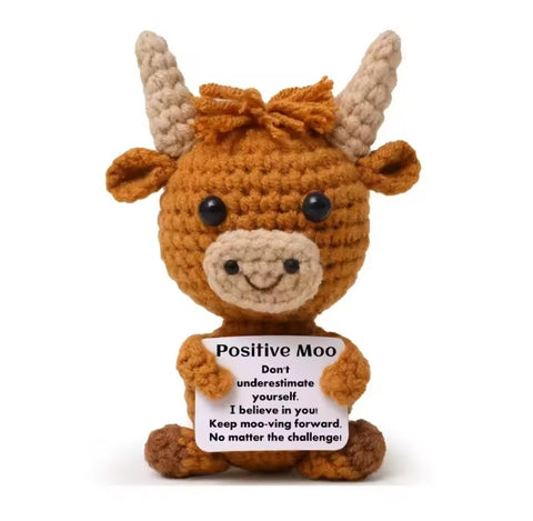 Handmade Crochet Tiny Positive Plushies - 5" Highland Cow