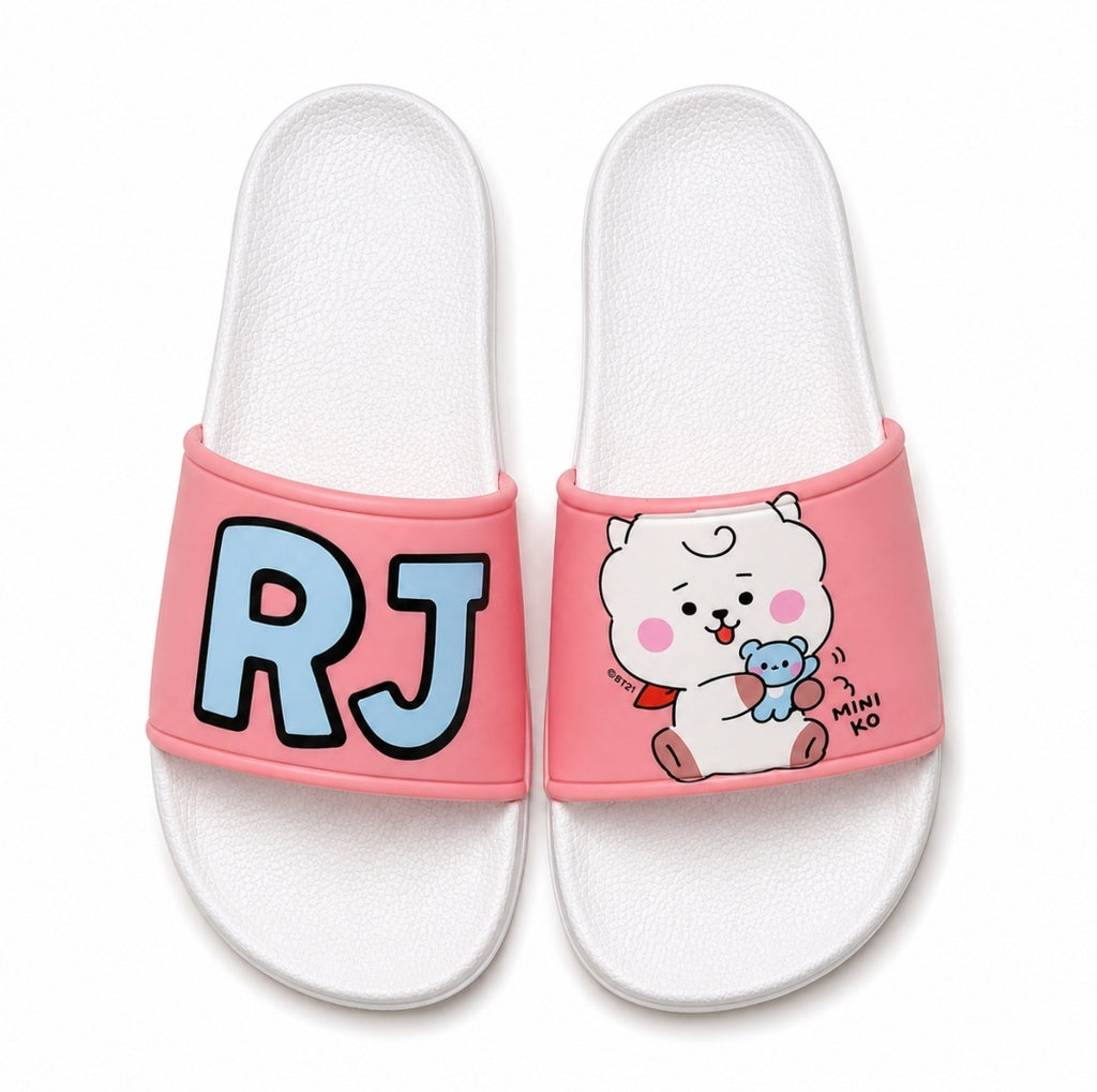 BT21 Outdoor Slide Slippers, Open Toed - Pink/White RJ