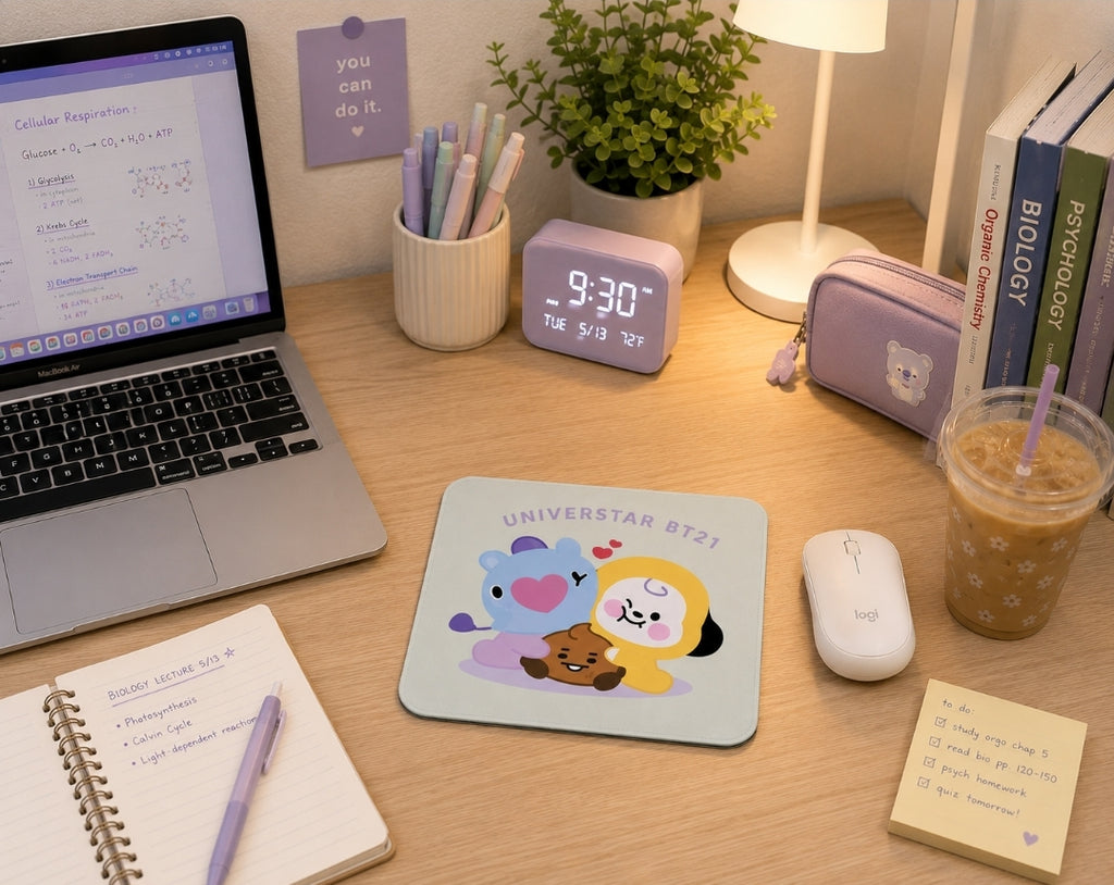 BT21 Mouse Pad - Mang, Chimmy,  Shooky, Light Pistachio Green (Medium, 9"w x 8"t)