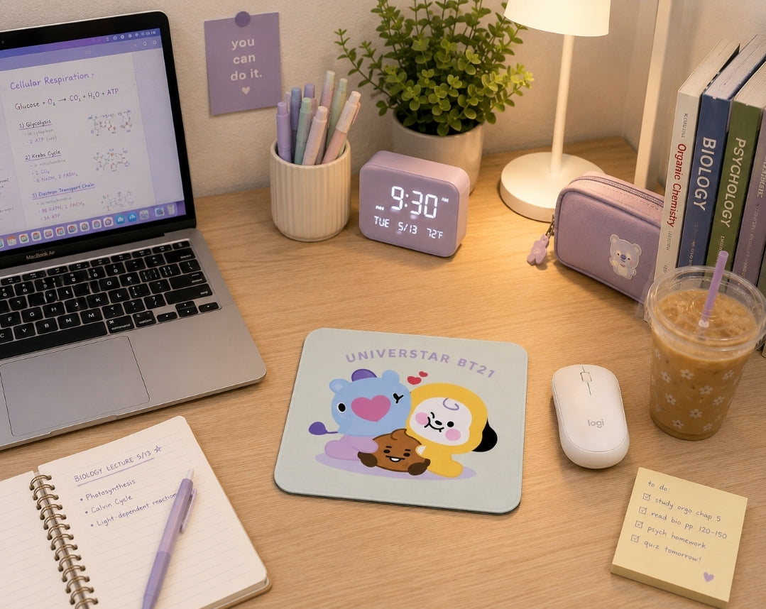 BT21 Mouse Pad - Mang, Chimmy,  Shooky, Light Pistachio Green (Medium, 9"w x 8"t)