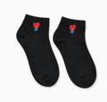BT21 Knit Ankle Cotton Socks - Embroidered Tata Black