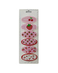 Strawberries and Cherries Set of Snap Clip Hair Clips, 6 PC Set, Pink/Red/White