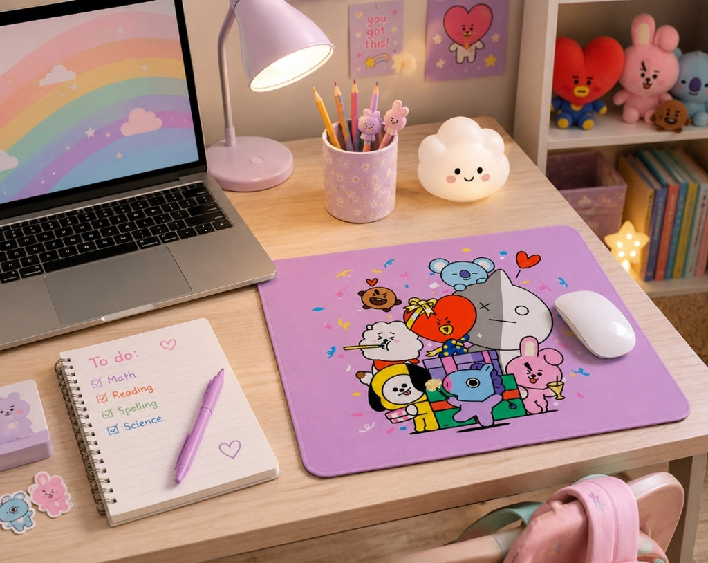 BT21 Mouse Pad - The Entire Crew, Party & Gift (Large 12"x10")