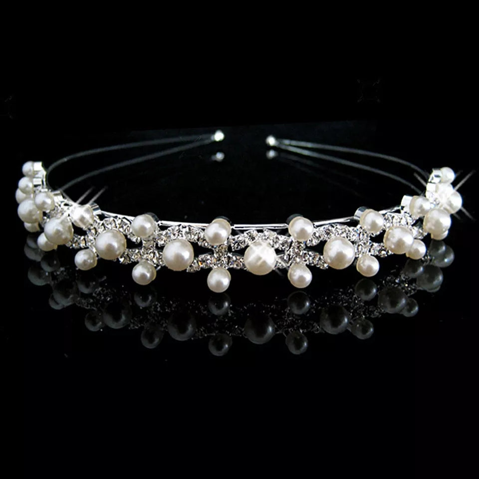 Pearl & Rhinestone Headband - Silver, O/S, 3Y-Adult