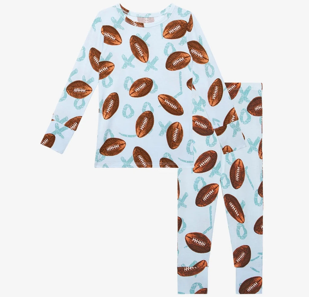 Posh Peanut Bamboo L/S 2PC Kids PJs - Field Day Football