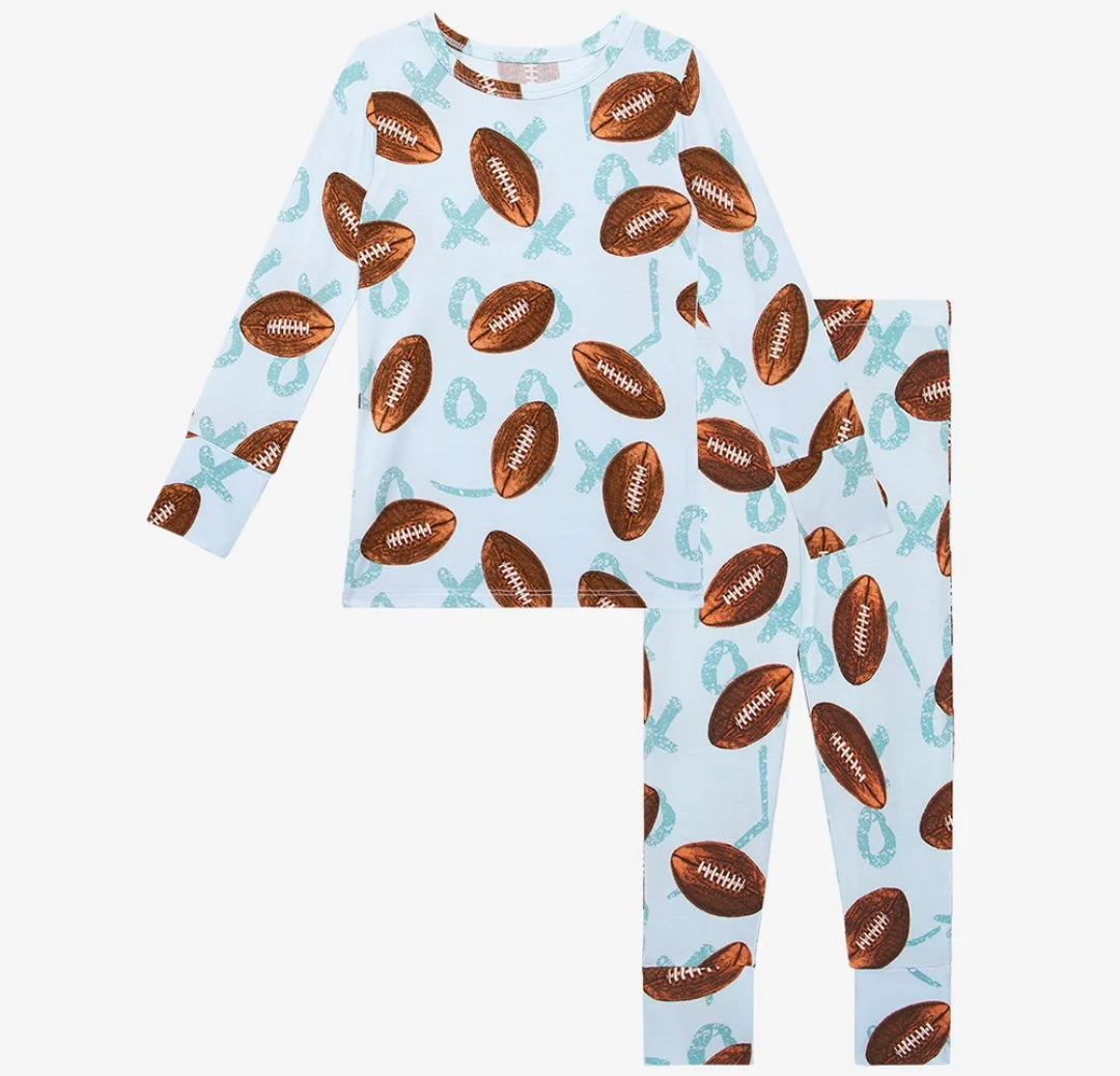 Posh Peanut Bamboo L/S 2PC Kids PJs - Field Day Football