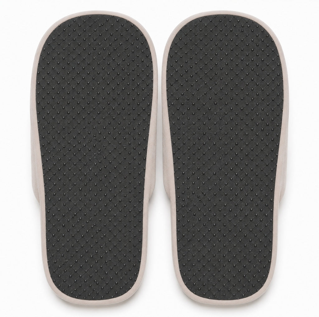 BT21 Plush Indoor House Slippers, Closed Toed - Light Grey RJ