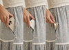 Women's Knit Spaghetti Top Two-fer Midi Sun Dress with Pockets, Ivory and Dusty Blue