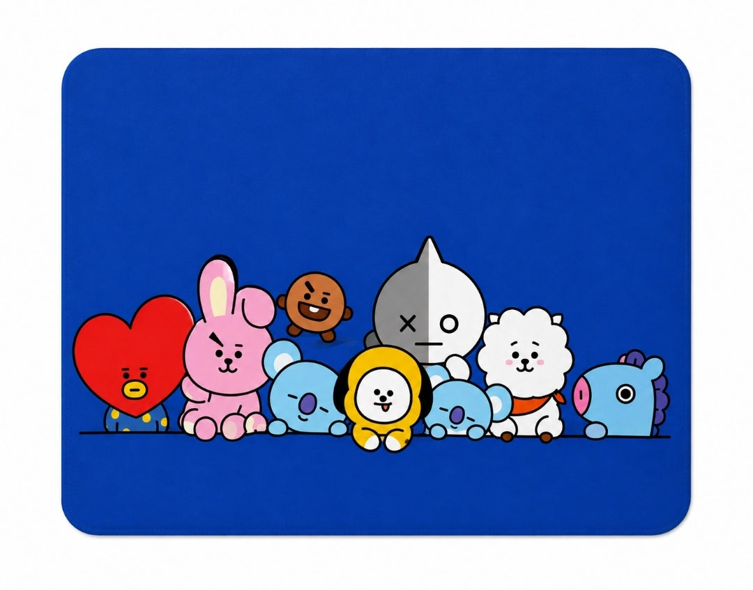 BT21 Mouse Pad - The Entire Crew, Royal Blue (Large 12"x10")