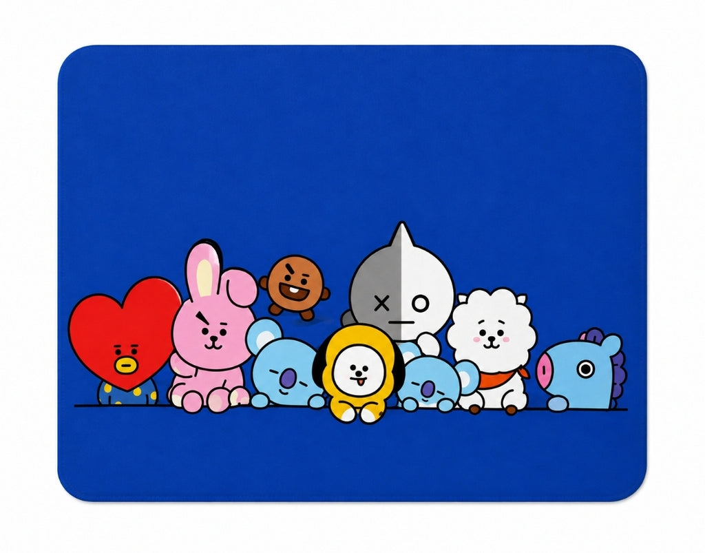 BT21 Mouse Pad - The Entire Crew, Royal Blue (Large 12"x10")