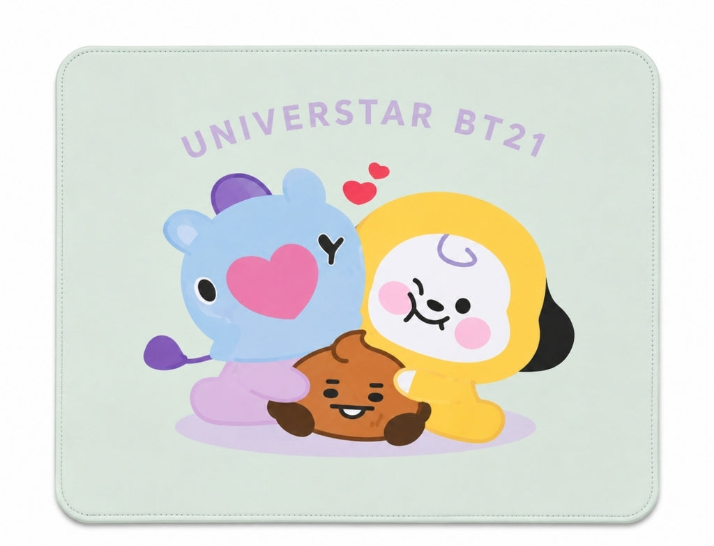 BT21 Mouse Pad - Mang, Chimmy,  Shooky, Light Pistachio Green (Medium, 9"w x 8"t)