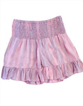 Joyous Ruched Waist London Ruffled Short - Purple Watercolor