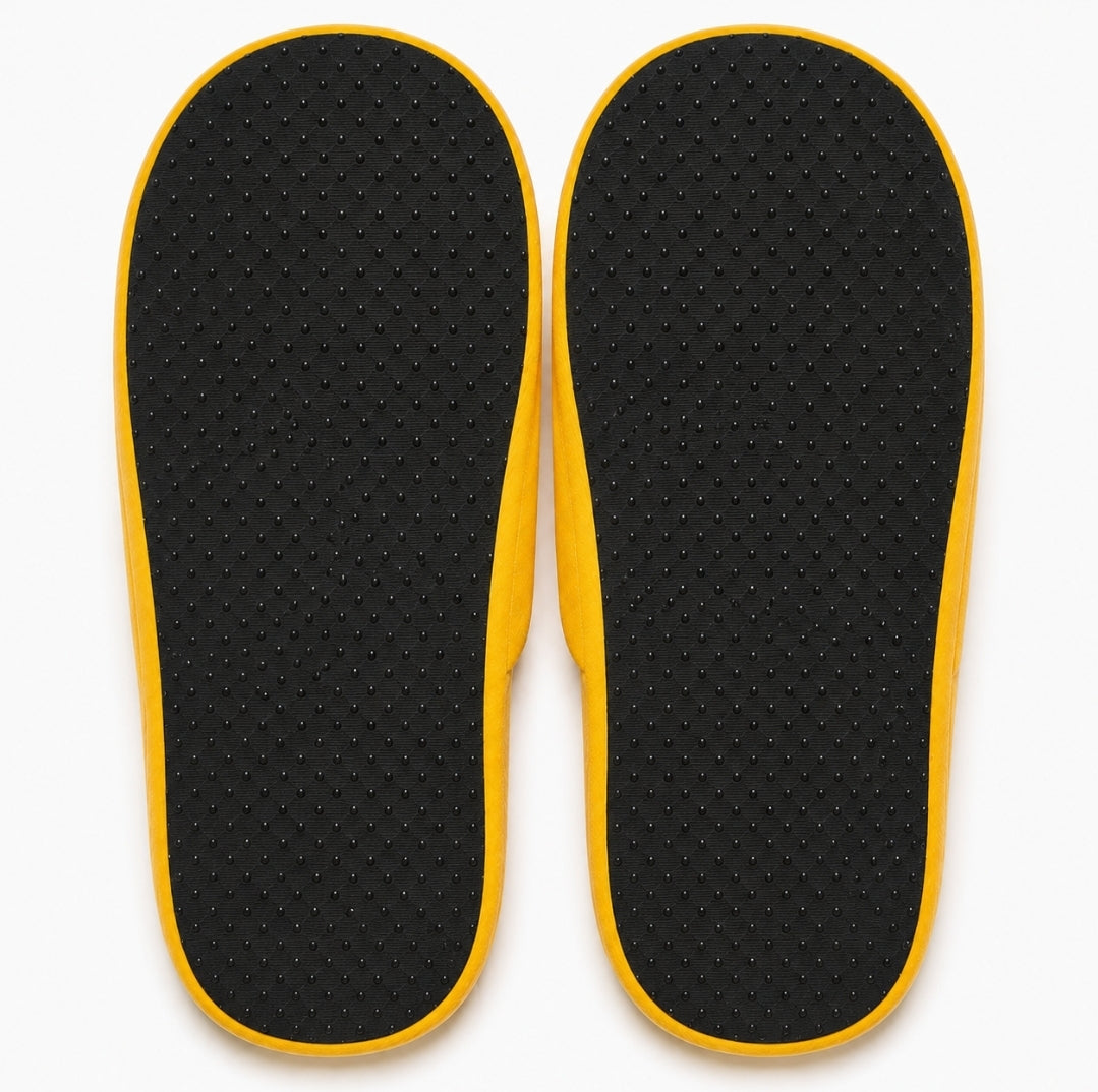 BT21 Plush Indoor House Slippers, Closed Toed - Brown/Yellow Shooky