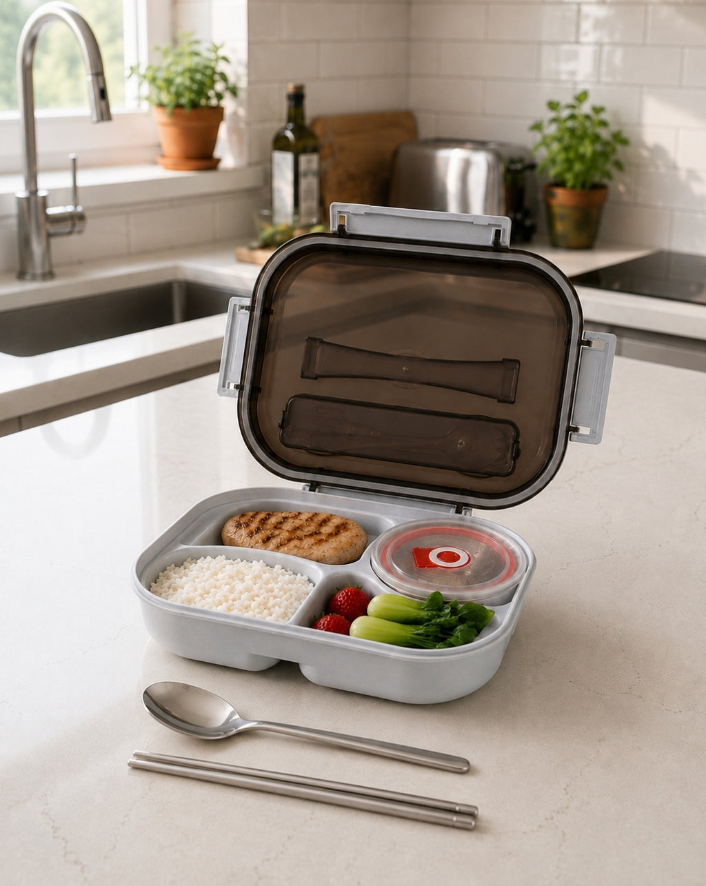 Bento Lunch Box, 6 PC Set, Sky Blue